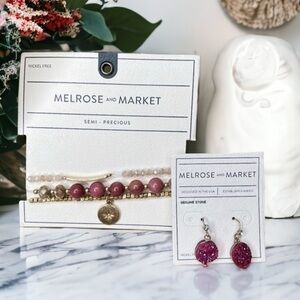 Melrose and Market NWT Bracelet and Earring Bundle Pink Gold
